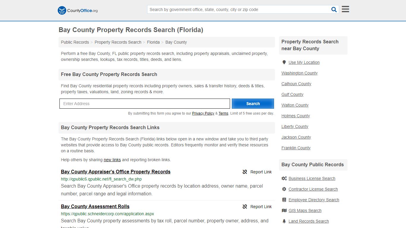 Bay County Property Records Search (Florida) - County Office